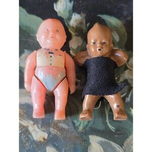 Vintage 1940's Renwal Set Of 2 Dollhouse Babies